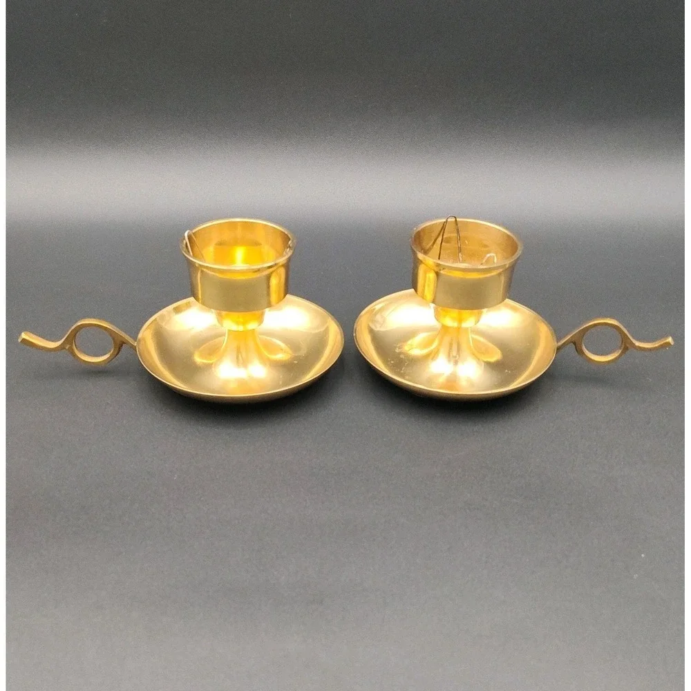 Set-2 Solid Brass Candle stick Chamberstick‎ Holders Secondary BB29.1GA1030.1739